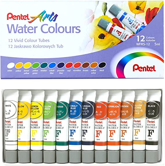 Aquarela Wfrs Pentel A Base De Água, Pentel, 12 Cores