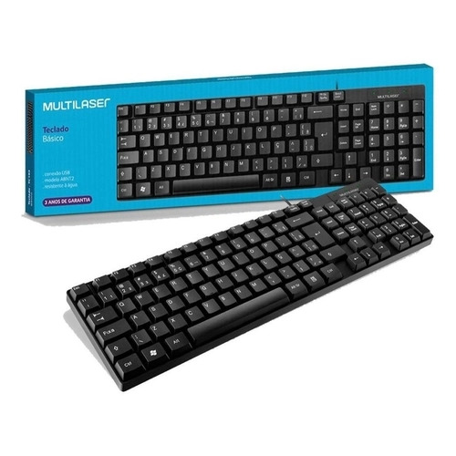 Teclado Multilaser Slim Preto Laser Usb - TC193