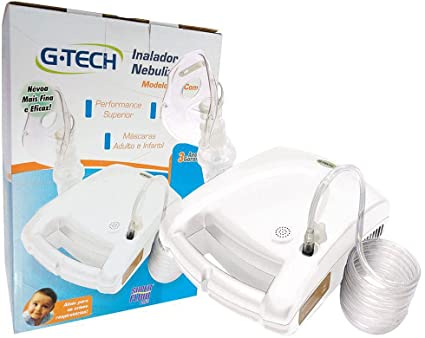 Nebulizador e Inalador NEBCOM V Bivolt G-Tech com Máscara Adulto e Infantil branco